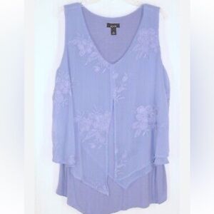 ALYX Double Layered Sleeveless Lavender Floral Embroidered Top Women’s Size 1X